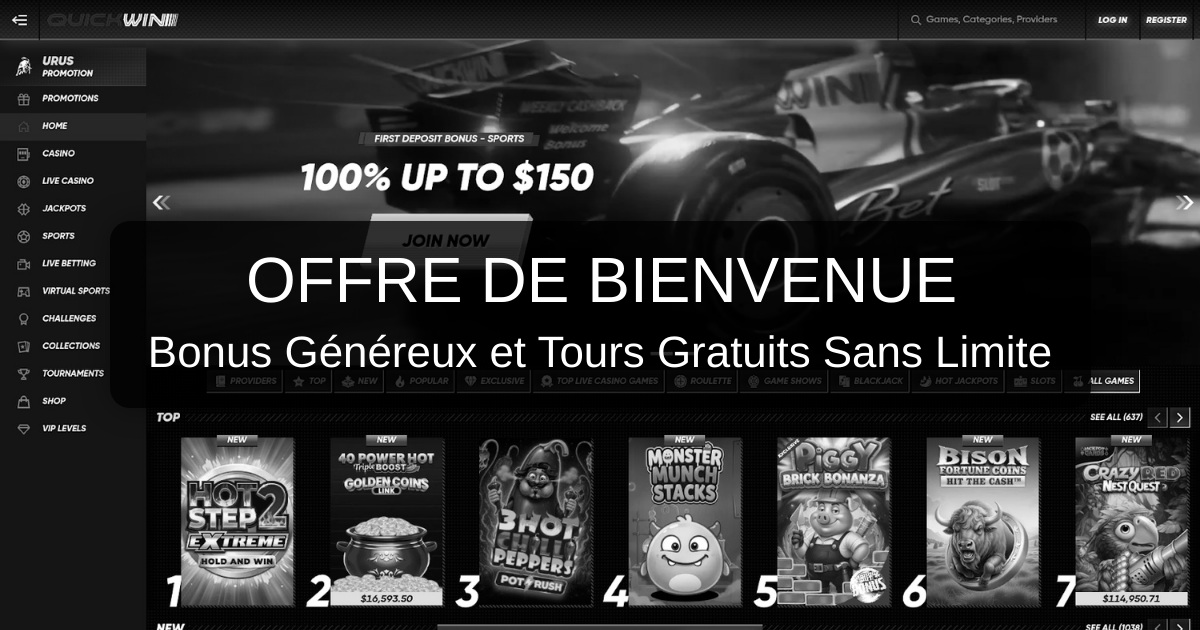 QuickWin Casino et son bonus de bienvenue jusqu’à 500 €